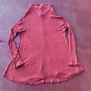 Free People Burnt Orange Lover Ribbed Split Back Knit Long Sleeve Sweater s